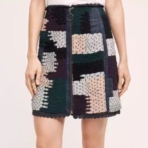 ANTHROPOLOGIE PATCHWORK BEADED COLORBLOCK SKIRT - New
